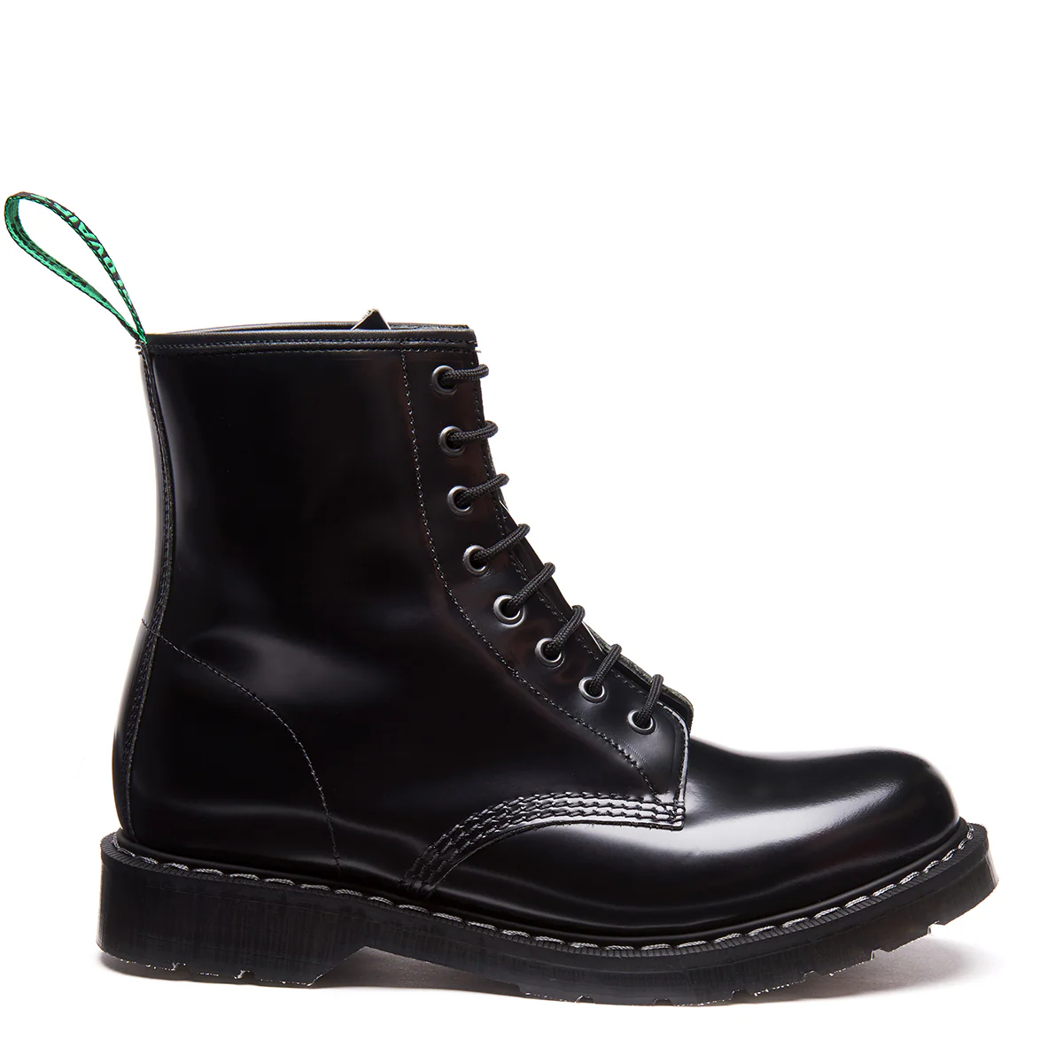 Black Hi-Shine 8 Eye Derby Boot & Zip Guard - Image 2