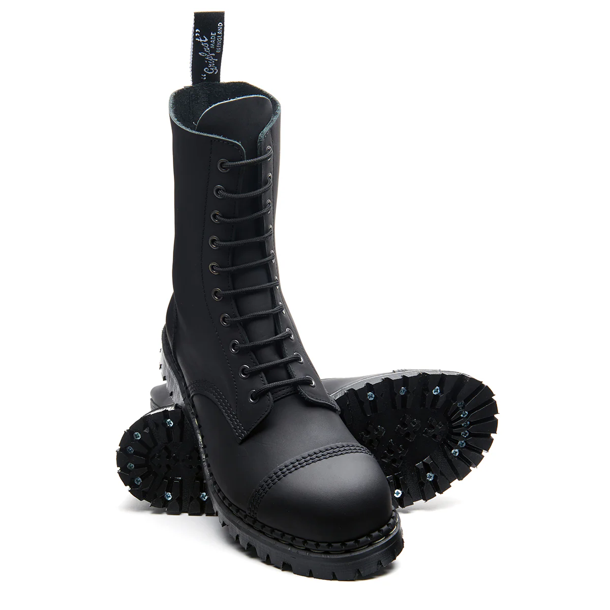 Black Greasy 10 Eye Steel Toe Capped Derby Boot - Image 2