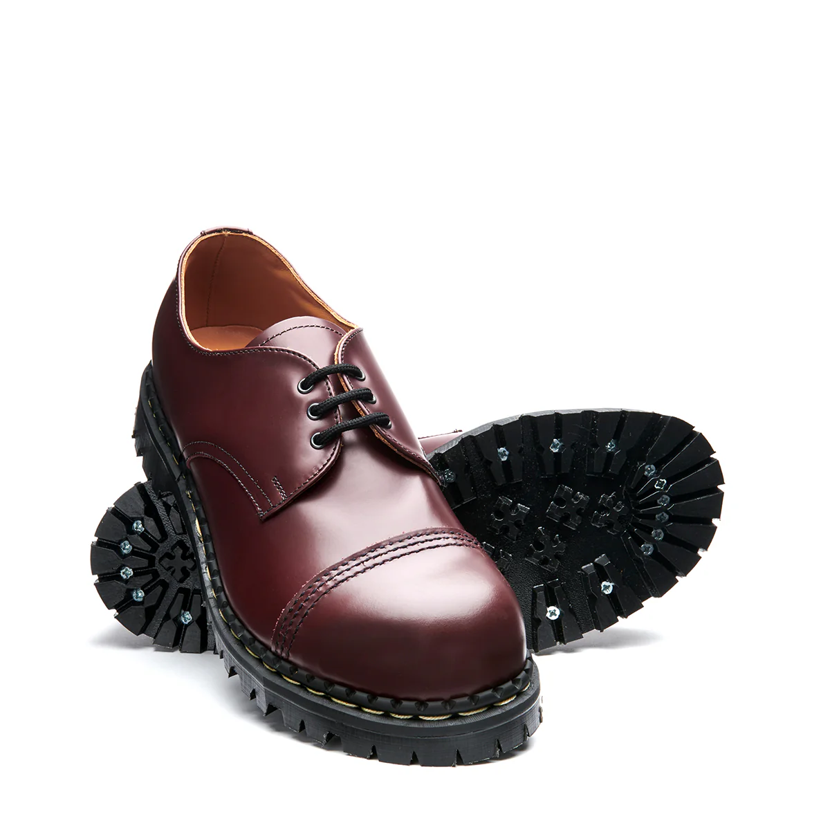 Oxblood Hi-Shine Steel Toe Capped Gibson Shoe - Image 2