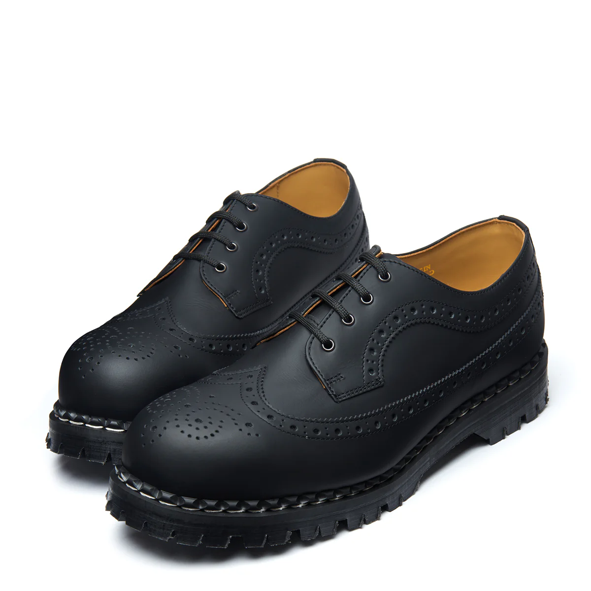 Black Greasy 4 Eye Steel Toe American Derby Brogue Shoe - Image 4