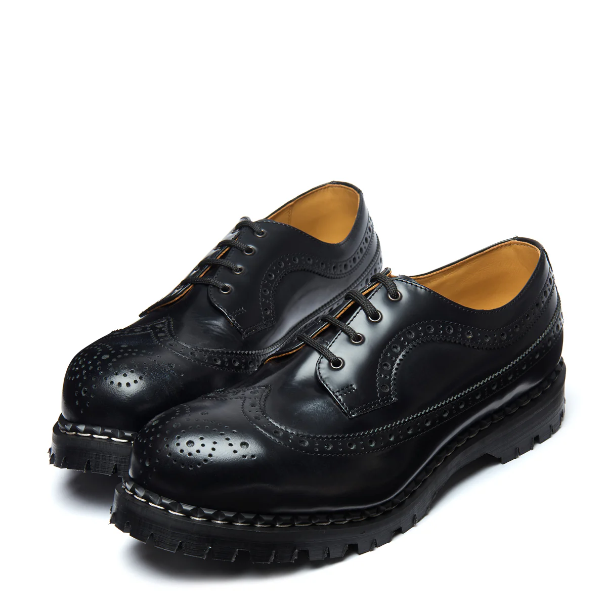 Black Hi-Shine 4 Eye Steel Toe American Derby Brogue Shoe - Image 4
