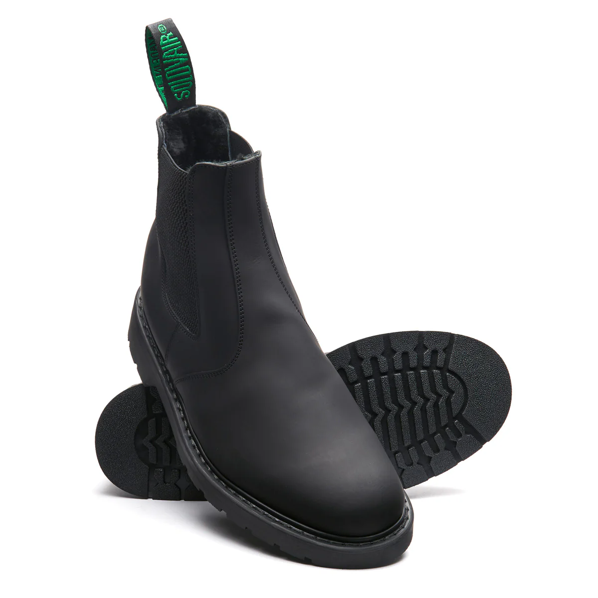 Black Greasy Shearling Lined Dealer Boot - Image 2