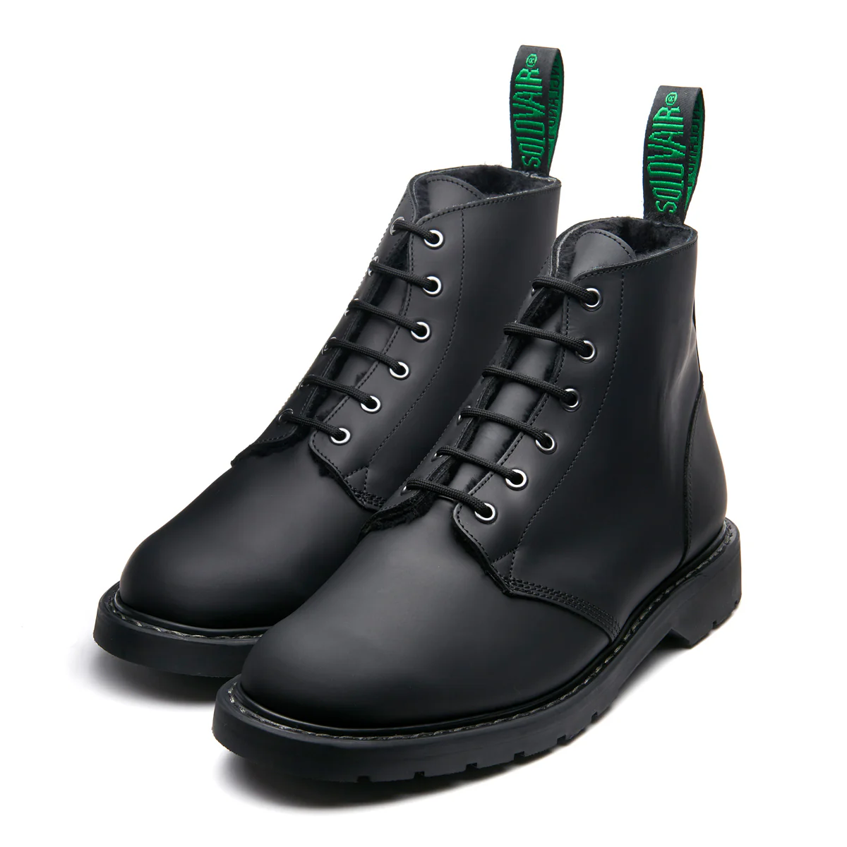 Black Greasy Shearling Lined 6 Eye Astronaut Boot - Image 4
