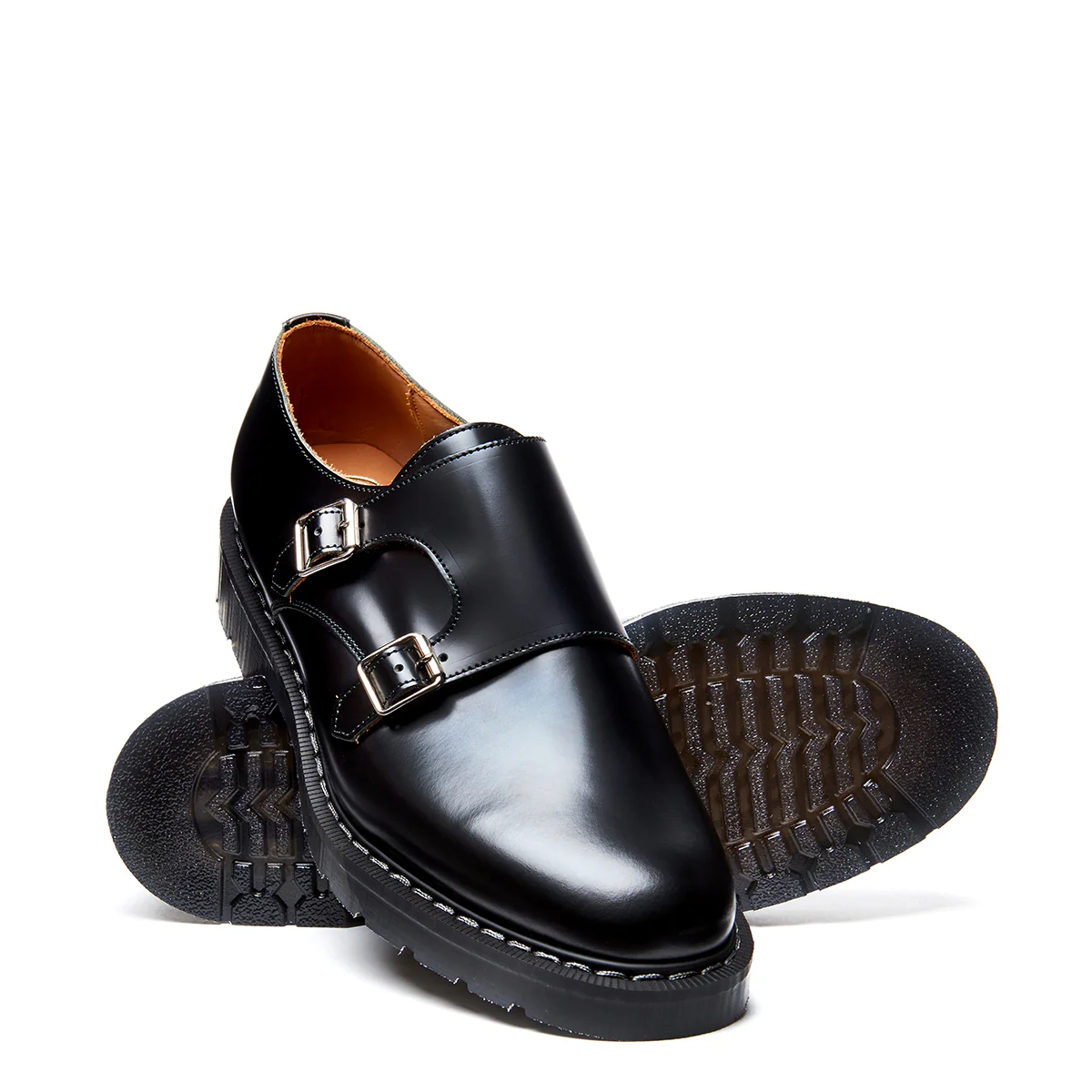 Black Hi-Shine Double Buckle Monk Shoe - Image 2