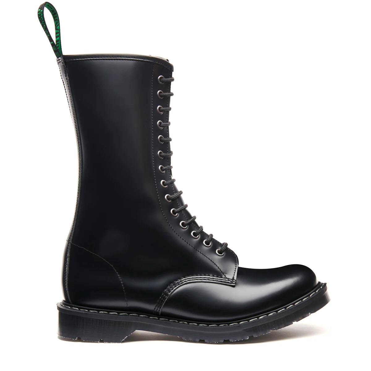 Black Hi-Shine 14 Eye Zip Derby Boot - Image 2