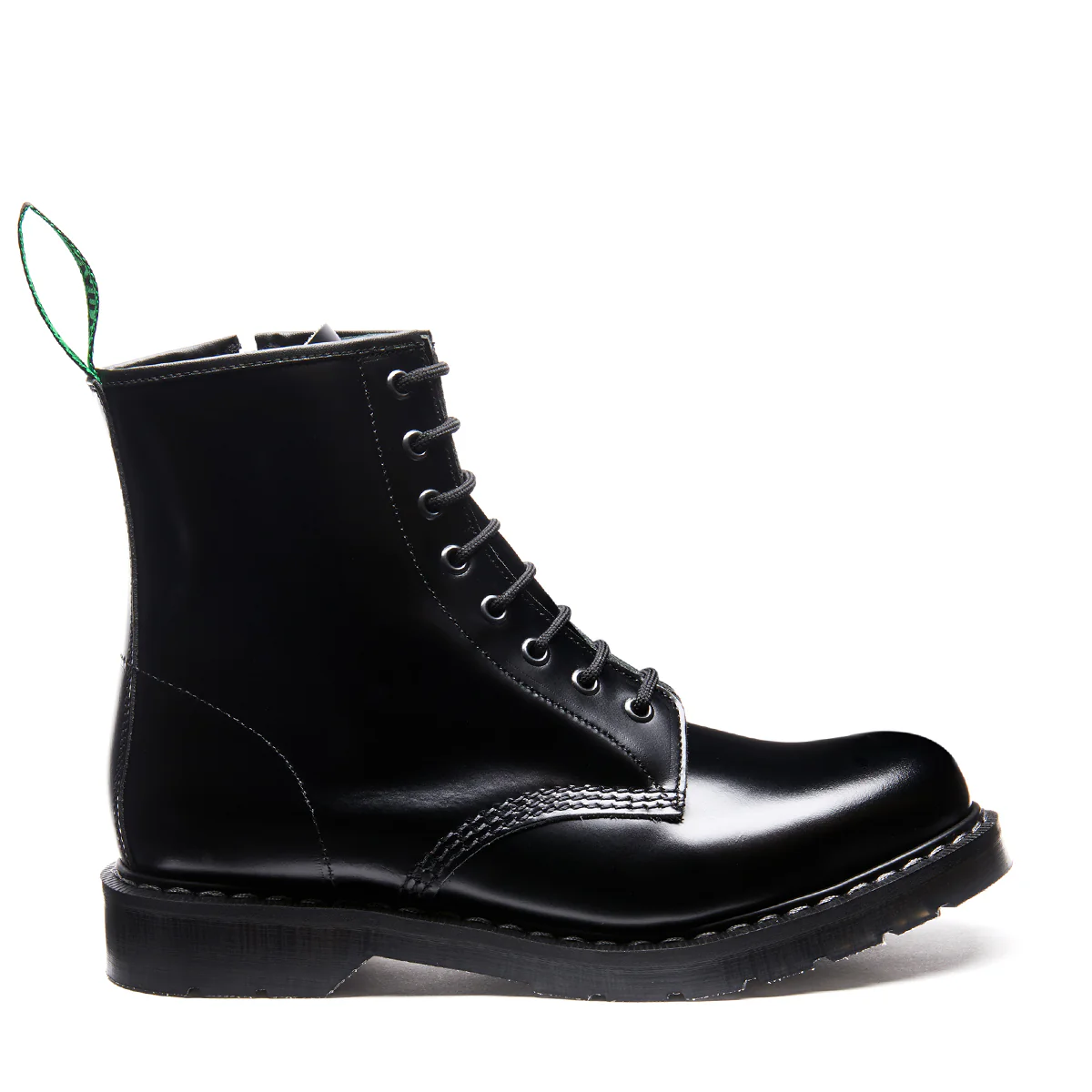 Black Hi-Shine 8 Eye Zip Derby Boot - Image 2