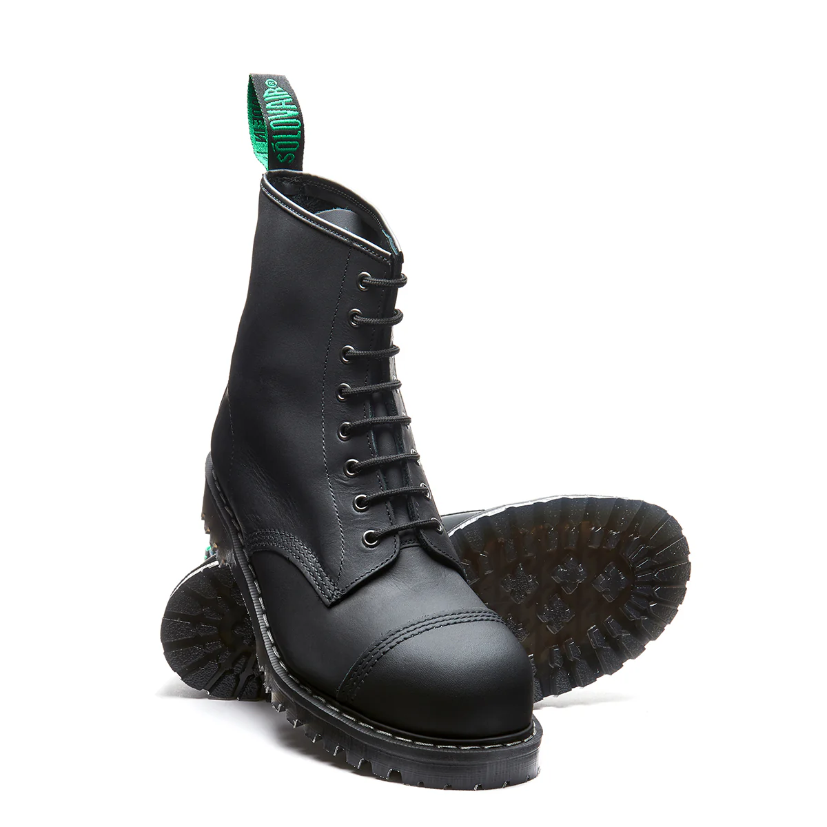 Black Greasy 8 Eye Steel Toe Derby Boot - Image 2